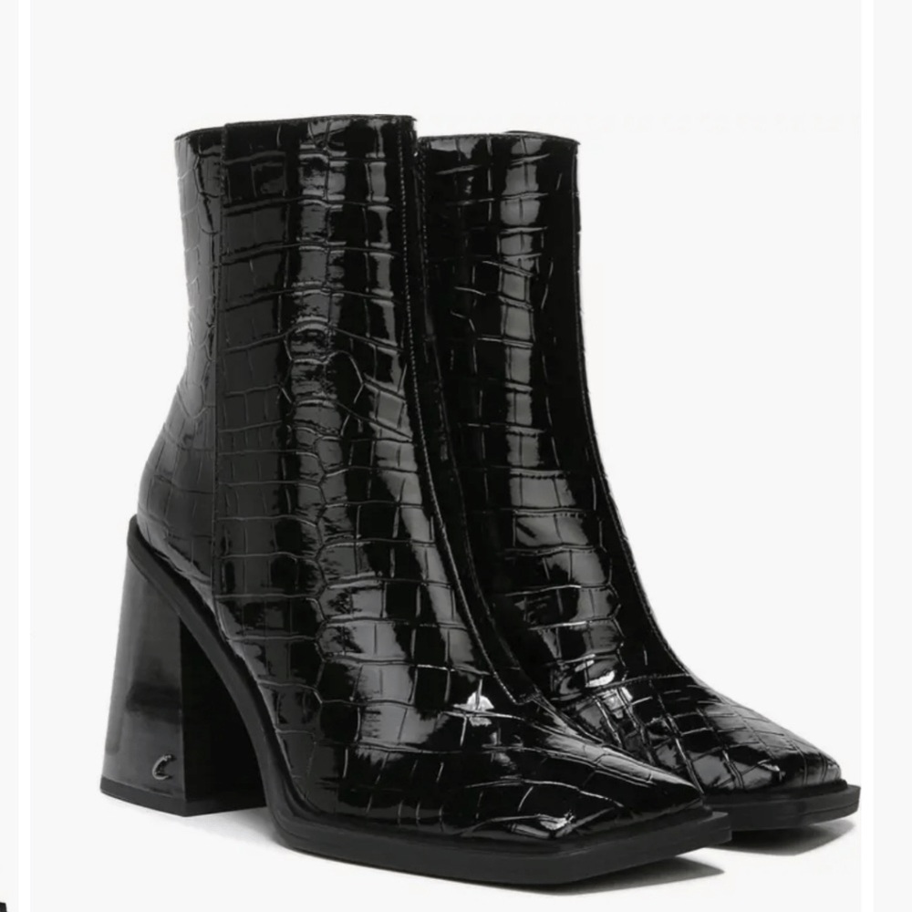 Circus NY Layla Bootie (Women) black boots square toe zipper croc print